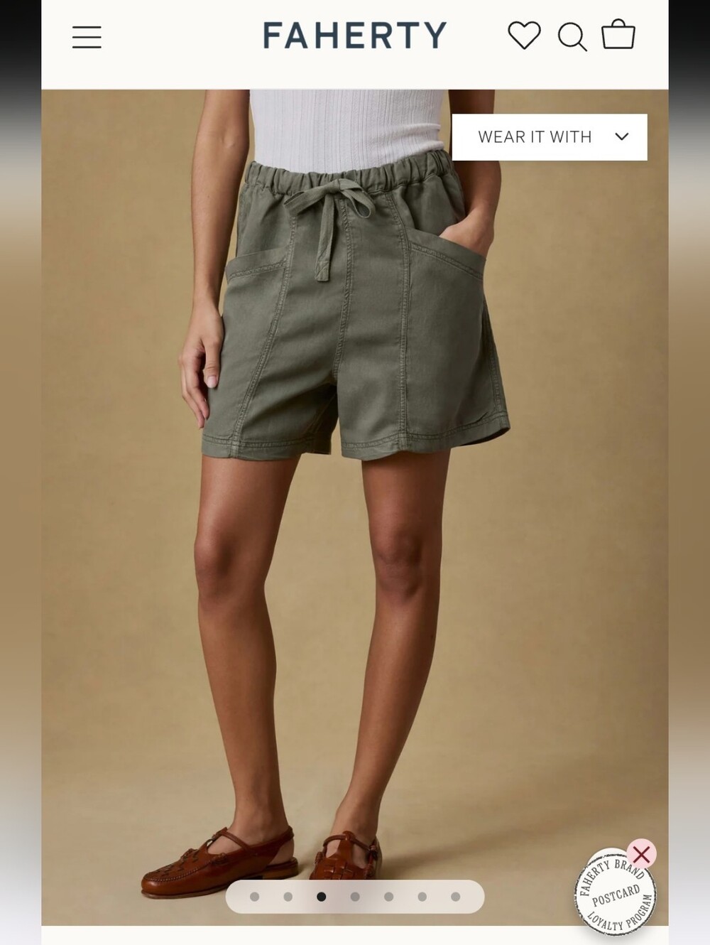 NWOT Faherty Topanga Drape Short, Green Sz XL